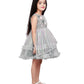 Grey Coloured Stripe Style Pattern Frock For Girls - Betty Ethnic India - Frock - Betty Girls Wear Online