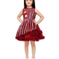 Maroon Coloured Stripe Style Pattern Frock For Girls - Betty Ethnic India - Frock - Betty Girls Wear Online
