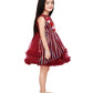 Maroon Coloured Stripe Style Pattern Frock For Girls - Betty Ethnic India - Frock - Betty Girls Wear Online