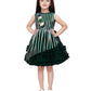 Bottle Green Coloured Stripe Style Pattern Frock For Girls - Betty Ethnic India - Frock - Betty Girls Wear Online