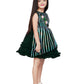 Bottle Green Coloured Stripe Style Pattern Frock For Girls - Betty Ethnic India - Frock - Betty Girls Wear Online
