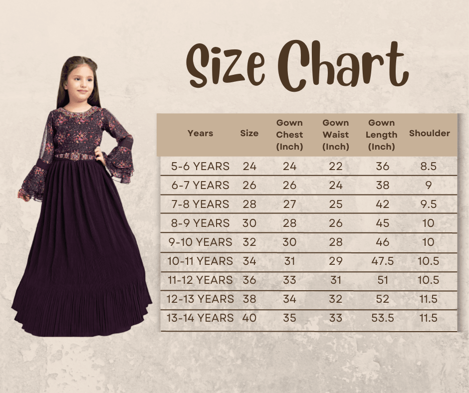 Wine Coloured Full Sleeves Gown For Girls - Betty Ethnic India - Gown - Betty Girls Wear Online