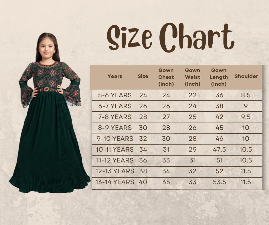 Green Coloured Full Sleeves Gown For Girls - Betty Ethnic India - Gown - Betty Girls Wear Online