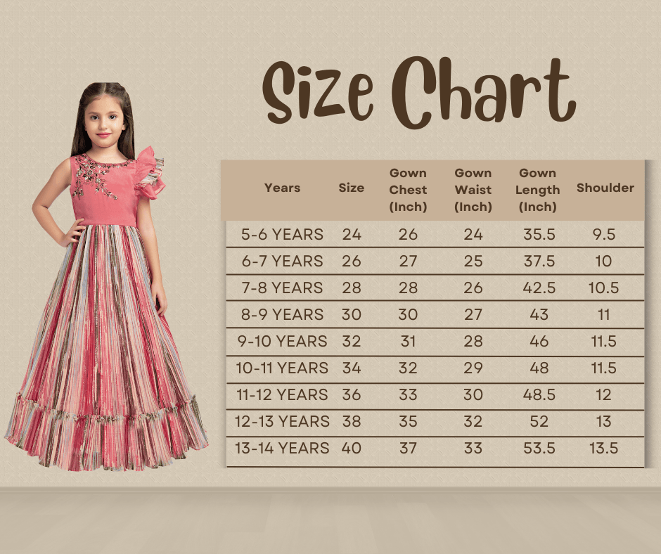 Peach Coloured Ruffle Style One Sided Sleeves Gown For Girls - Betty Ethnic India - Gown - Betty Girls Wear Online