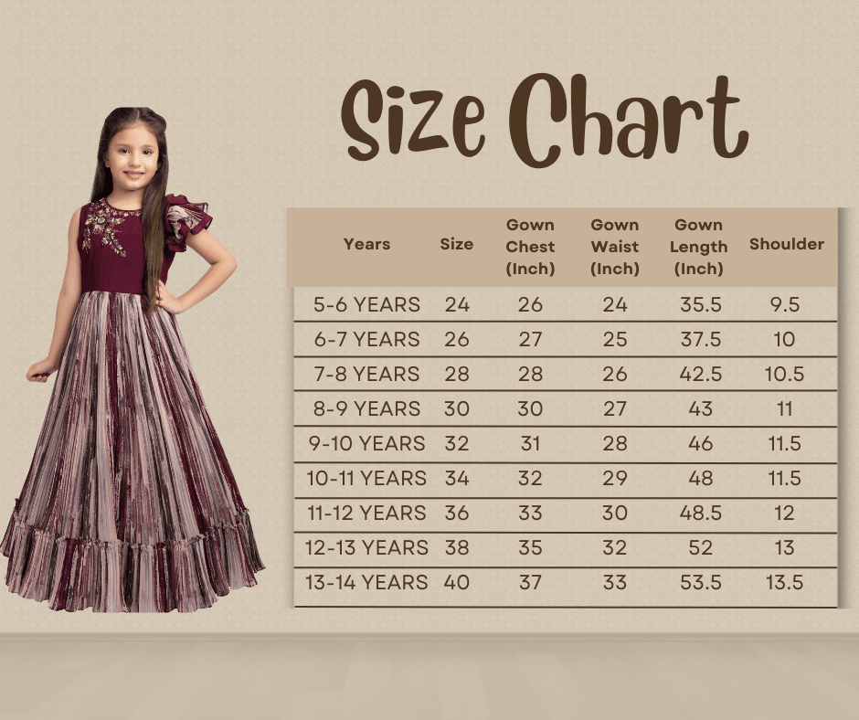 Burgundy Coloured Ruffle Style One Sided Sleeves Gown For Girls - Betty Ethnic India - Gown - Betty Girls Wear Online