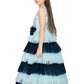 Blue Coloured Layered Maxi Dress Trendy Frill Concept Gown For Girls - Betty Ethnic India - Gown - Betty Girls Wear Online