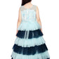 Blue Coloured Layered Maxi Dress Trendy Frill Concept Gown For Girls - Betty Ethnic India - Gown - Betty Girls Wear Online