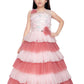 Pink Coloured Layered Maxi Dress Trendy Frill Concept Gown For Girls - Betty Ethnic India - Gown - Betty Girls Wear Online