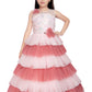 Pink Coloured Layered Maxi Dress Trendy Frill Concept Gown For Girls - Betty Ethnic India - Gown - Betty Girls Wear Online