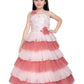 Pink Coloured Layered Maxi Dress Trendy Frill Concept Gown For Girls - Betty Ethnic India - Gown - Betty Girls Wear Online