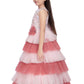 Pink Coloured Layered Maxi Dress Trendy Frill Concept Gown For Girls - Betty Ethnic India - Gown - Betty Girls Wear Online