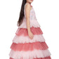 Pink Coloured Layered Maxi Dress Trendy Frill Concept Gown For Girls - Betty Ethnic India - Gown - Betty Girls Wear Online