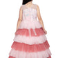 Pink Coloured Layered Maxi Dress Trendy Frill Concept Gown For Girls - Betty Ethnic India - Gown - Betty Girls Wear Online