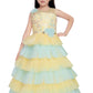 Lemon Coloured Layered Maxi Dress Trendy Frill Concept Gown For Girls - Betty Ethnic India - Gown - Betty Girls Wear Online
