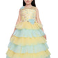 Lemon Coloured Layered Maxi Dress Trendy Frill Concept Gown For Girls - Betty Ethnic India - Gown - Betty Girls Wear Online