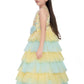 Lemon Coloured Layered Maxi Dress Trendy Frill Concept Gown For Girls - Betty Ethnic India - Gown - Betty Girls Wear Online