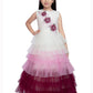Wine Coloured Layered Pattern Maxi Dress Gown For Girls - Betty Ethnic India - Gown - Betty Girls Wear Online