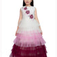 Wine Coloured Layered Pattern Maxi Dress Gown For Girls - Betty Ethnic India - Gown - Betty Girls Wear Online