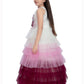 Wine Coloured Layered Pattern Maxi Dress Gown For Girls - Betty Ethnic India - Gown - Betty Girls Wear Online