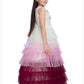 Wine Coloured Layered Pattern Maxi Dress Gown For Girls - Betty Ethnic India - Gown - Betty Girls Wear Online