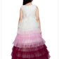 Wine Coloured Layered Pattern Maxi Dress Gown For Girls - Betty Ethnic India - Gown - Betty Girls Wear Online