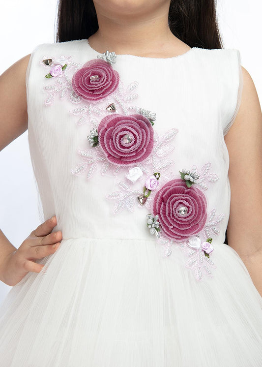 Wine Coloured Layered Pattern Maxi Dress Gown For Girls - Betty Ethnic India - Gown - Betty Girls Wear Online