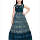 Teal Coloured Hand Embroidery Maxi Dress Gown For Girls - Betty Ethnic India - Gown - Betty Girls Wear Online