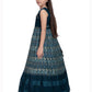 Teal Coloured Hand Embroidery Maxi Dress Gown For Girls - Betty Ethnic India - Gown - Betty Girls Wear Online