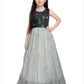 Grey Coloured Pleating Fabric Maxi Dress Gown For Girls - Betty Ethnic India - Gown - Betty Girls Wear Online