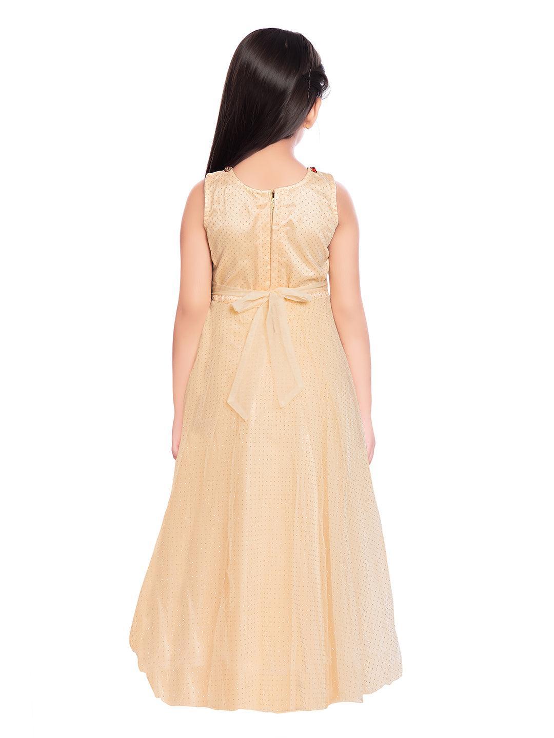 Beige Coloured Embellished Simple Gown For Girls - Betty Ethnic India - Gown - Betty Girls Wear Online