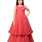 Tomato Coloured Wire Styled Net Maxi Dress Gown For Girls - Betty Ethnic India - Gown - Betty Girls Wear Online