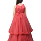 Tomato Coloured Wire Styled Net Maxi Dress Gown For Girls - Betty Ethnic India - Gown - Betty Girls Wear Online
