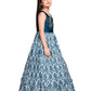 Peacock Blue Coloured Ethnic Maxi Dress Gown For Girls - Betty Ethnic India - Gown - Betty Girls Wear Online