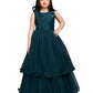 Peacock Blue Coloured Wire Styled Net Maxi Dress Gown For Girls - Betty Ethnic India - Gown - Betty Girls Wear Online
