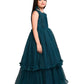 Peacock Blue Coloured Wire Styled Net Maxi Dress Gown For Girls - Betty Ethnic India - Gown - Betty Girls Wear Online