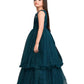 Peacock Blue Coloured Wire Styled Net Maxi Dress Gown For Girls - Betty Ethnic India - Gown - Betty Girls Wear Online