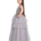 Lilac Coloured Embellished Imported Net Frill Style Gown For Girls - Betty Ethnic India - Gown - Betty Girls Wear Online