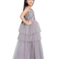 Lilac Coloured Embellished Imported Net Frill Style Gown For Girls - Betty Ethnic India - Gown - Betty Girls Wear Online
