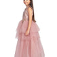 Coral Embellished Imported Net Frill Style Gown For Girls - Betty Ethnic India - Gown - Betty Girls Wear Online