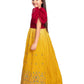 Lemon & Cherry Red Coloured Floral Embroidered Satin Puff Sleeves Styled Gown For Girls - Betty Ethnic India - Gown - Betty Girls Wear Online