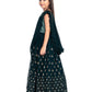 Peacock Blue Coloured Georgette Saree Styled Gown For Girls - Betty Ethnic India - Gown - Betty Girls Wear Online