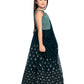 Peacock Blue Coloured Georgette Saree Styled Gown For Girls - Betty Ethnic India - Gown - Betty Girls Wear Online