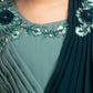 Peacock Blue Coloured Georgette Saree Styled Gown For Girls - Betty Ethnic India - Gown - Betty Girls Wear Online