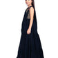 Navy Blue Coloured Embroidered Georgette Saree Style Dupatta Gown For Girls - Betty Ethnic India - Gown - Betty Girls Wear Online