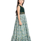 Green Floral Satin Gown For Girls - Betty Ethnic India - Gown - Betty Girls Wear Online