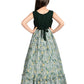 Green Floral Satin Gown For Girls - Betty Ethnic India - Gown - Betty Girls Wear Online