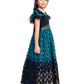 Navy Blue Coloured Hand Embroidery Flutter Sleeves Style Gown For Girls - Betty Ethnic India - Gown - Betty Girls Wear Online