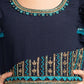 Navy Blue Coloured Hand Embroidery Flutter Sleeves Style Gown For Girls - Betty Ethnic India - Gown - Betty Girls Wear Online