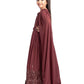 Plum Wine Coloured Embellished Two Sided Sleeves Style Georgette Gown For Girls - Betty Ethnic India - Gown - Betty Girls Wear Online