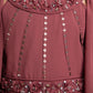 Plum Wine Coloured Embellished Two Sided Sleeves Style Georgette Gown For Girls - Betty Ethnic India - Gown - Betty Girls Wear Online
